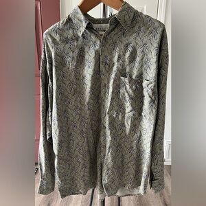 Rinnovato 100% Silk Men’s Long Sleeve Button Down Shirt size Large